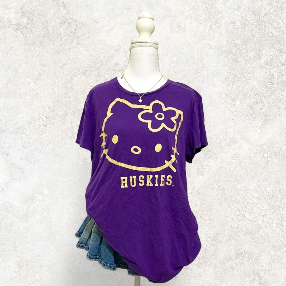 Hello Kitty Purple uw huskies with Gold Graphic